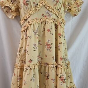 Inspired Hearts Yellow Floral Midi Dress